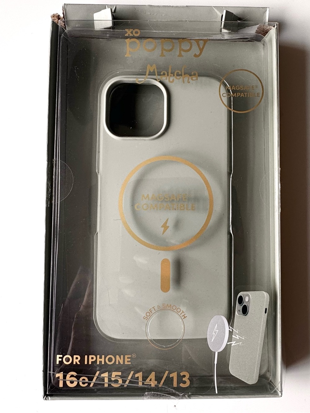 Poppy Matcha MagSafe-Compatible Phone Case in Sage Green